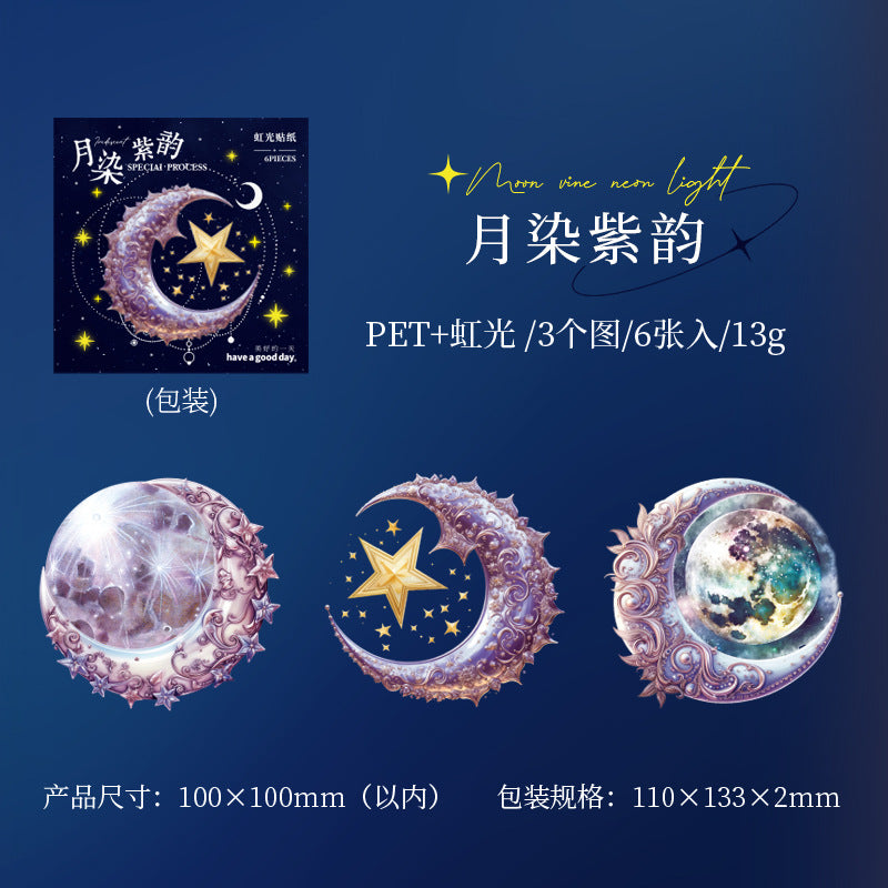 6 Pcs Moon Stickers YMNG
