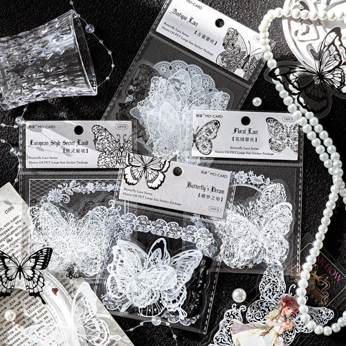 10pcs PET Butterfly Lace Stickers HDLS
