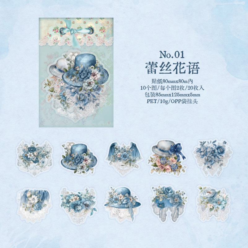 20Pcs Flower PET Stickers HXMMWH