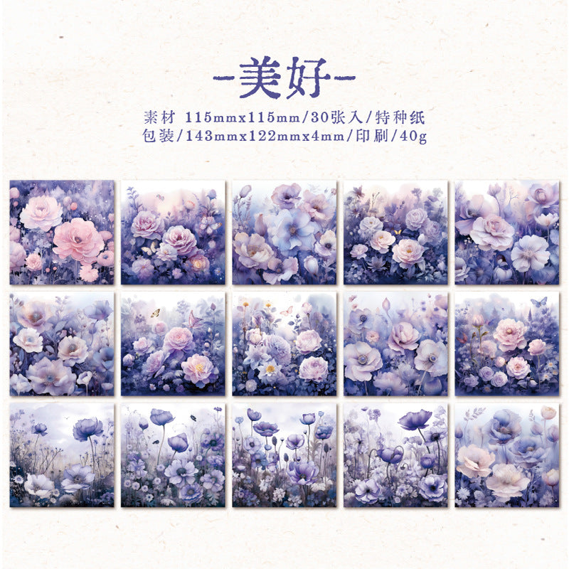 30 Pcs Floral Scrapbook Paper DCHH