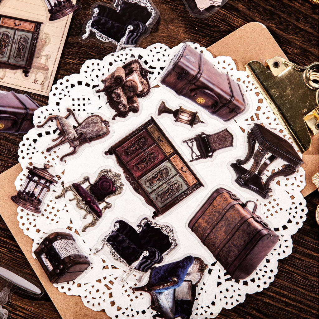 15pcs Vintage PET Gadget Stickers ZGXL