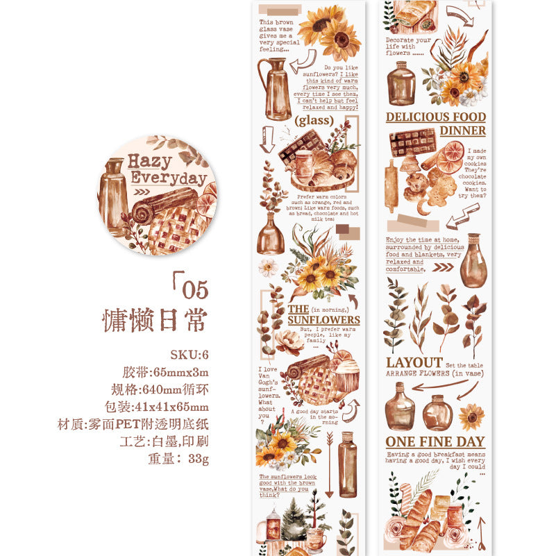 1 Roll Coffee Theme PET Stickers MLRC