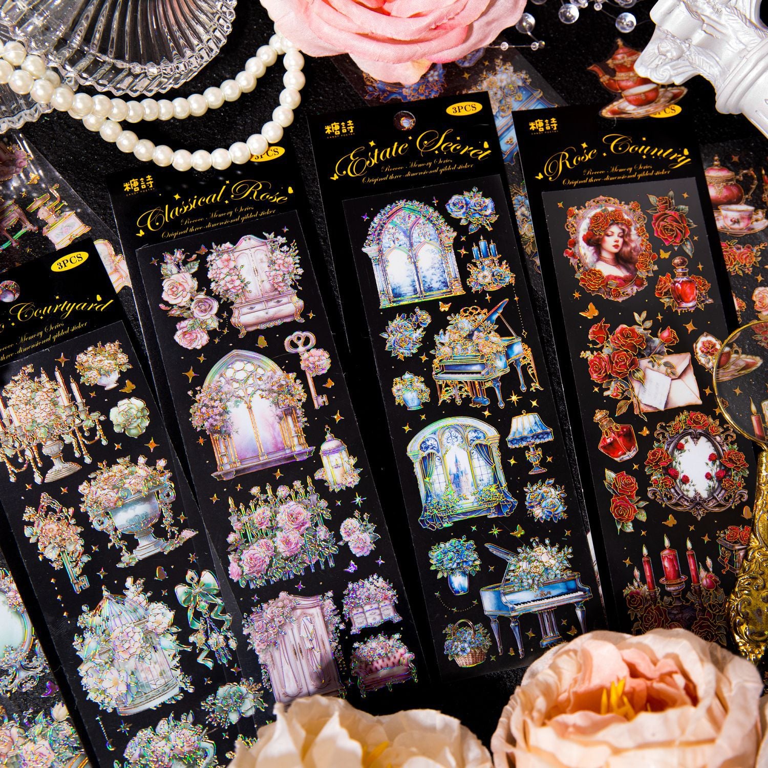 3 Pcs Vintage PET Stickers LKKJY