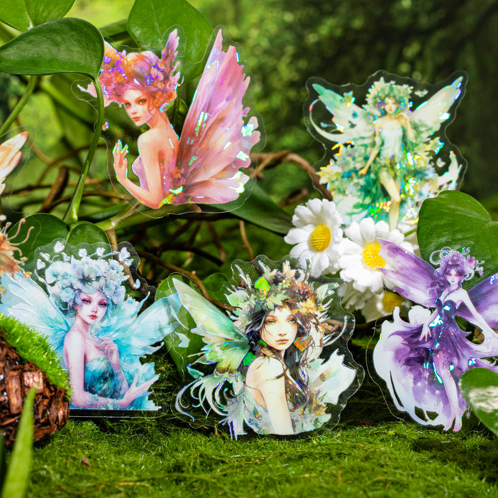 10pcs Flower Fairy PET Stickers SZHS