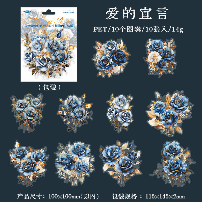 10 Pcs Vintage Rose Stickers FYMG