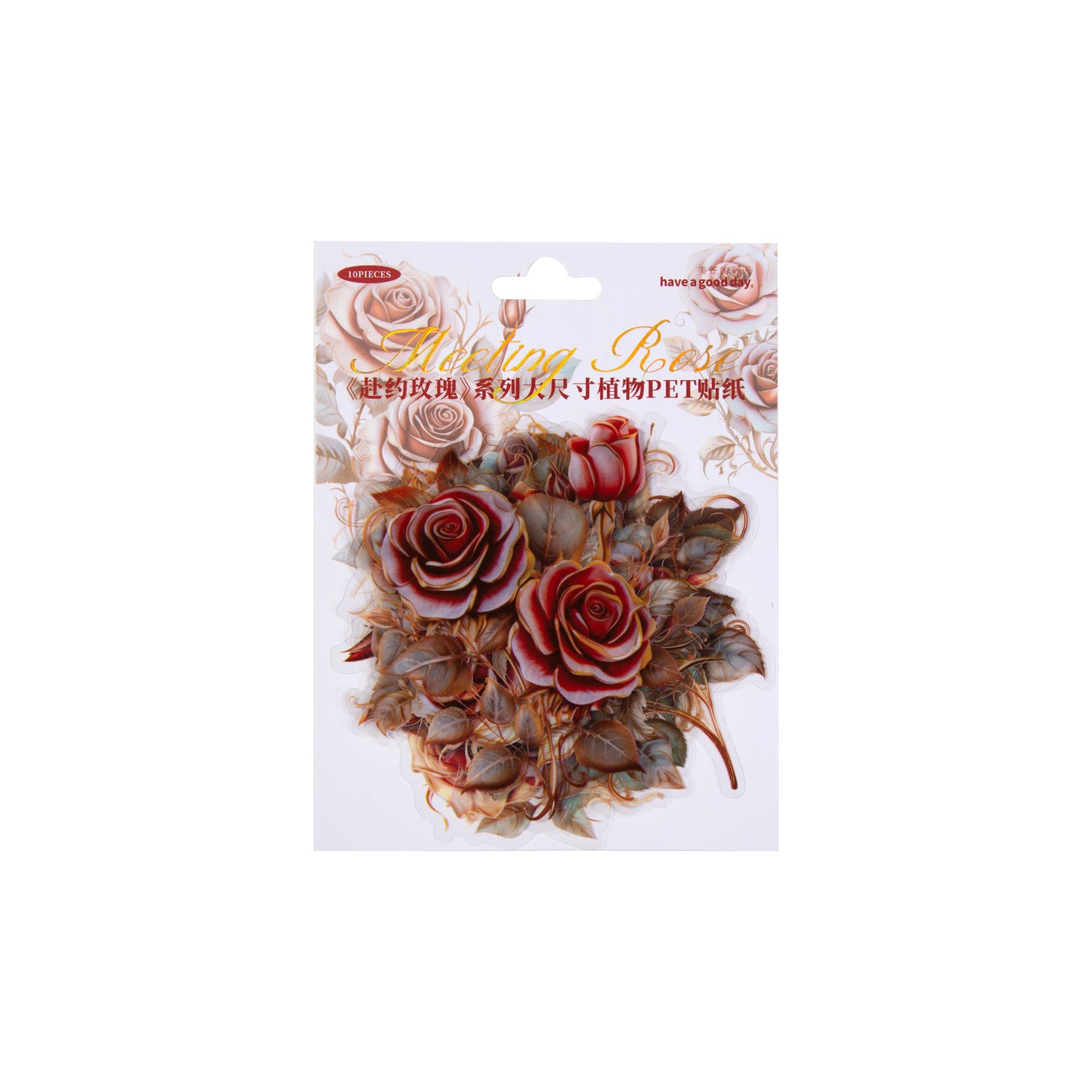 10 Pcs Vintage Rose Stickers FYMG
