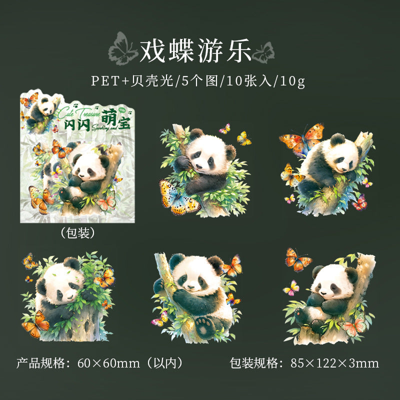 10pcs PET Panda Stickers SSMB