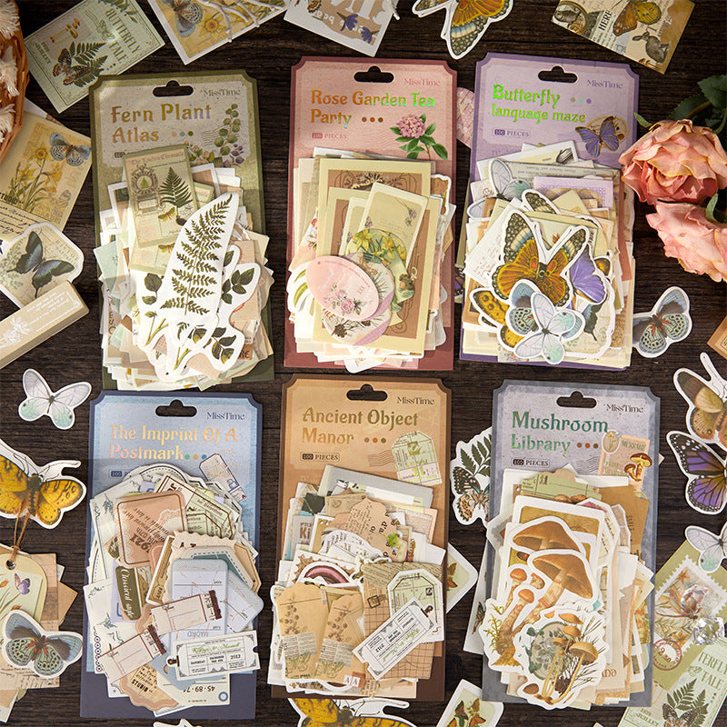 100pcs Vintage Scrapbook Supplies Kit DYMZ