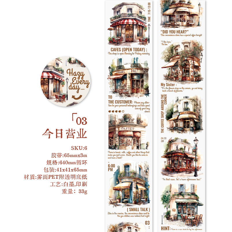 1 Roll Coffee Theme PET Stickers MLRC