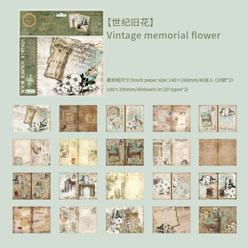 40pcs Vintage Scrapbook Paper SJJH
