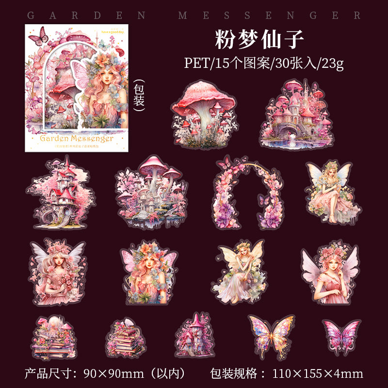 30 Pcs Flowers Fairy PET Stickers HYSZ