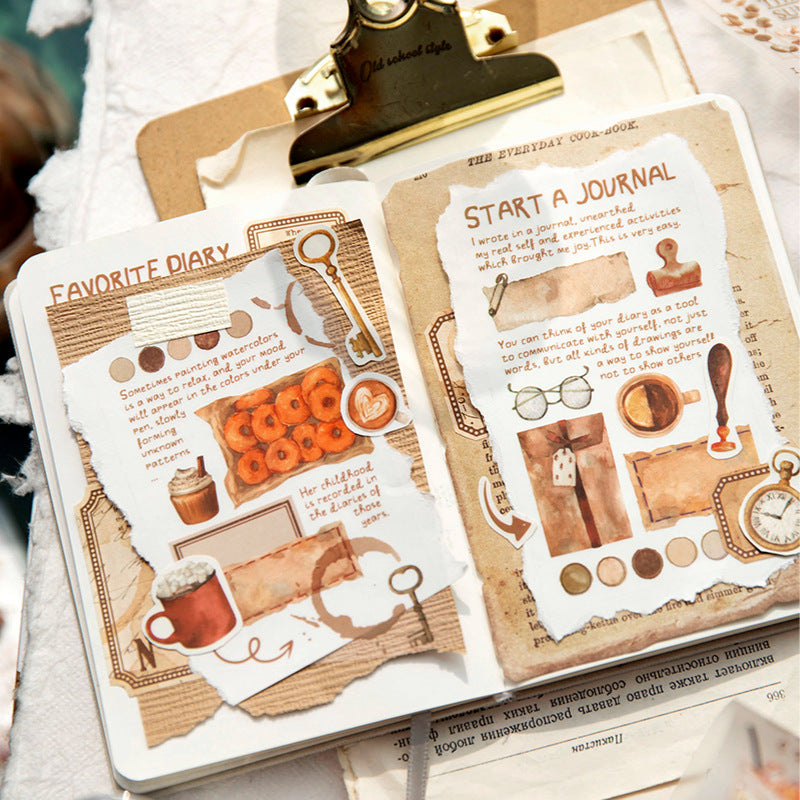 1 Roll Coffee Theme PET Stickers MLRC