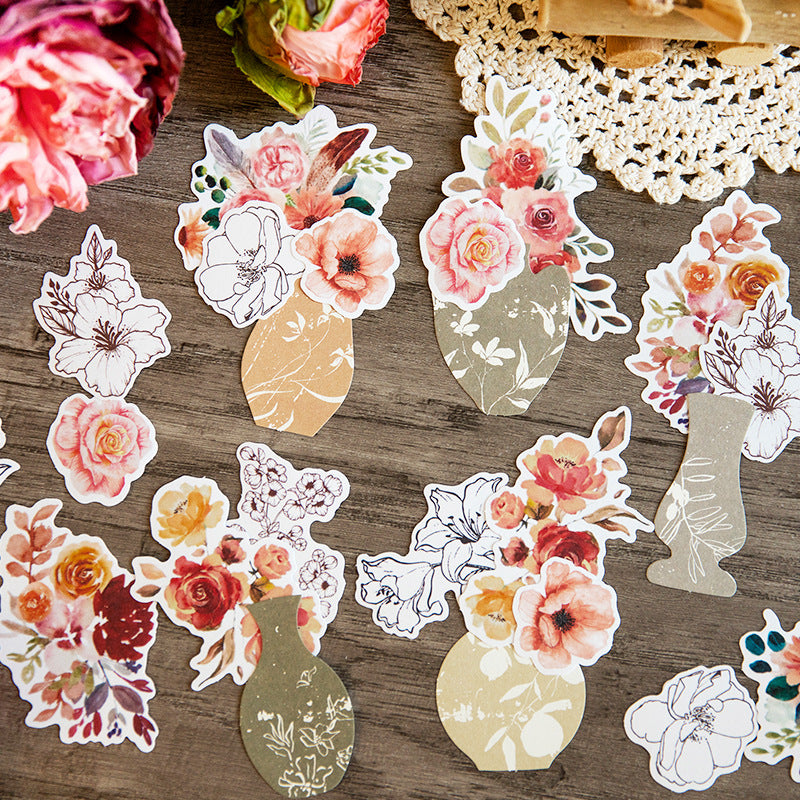 25PCS Flower and Bottle Scrapbook Paper SSEC