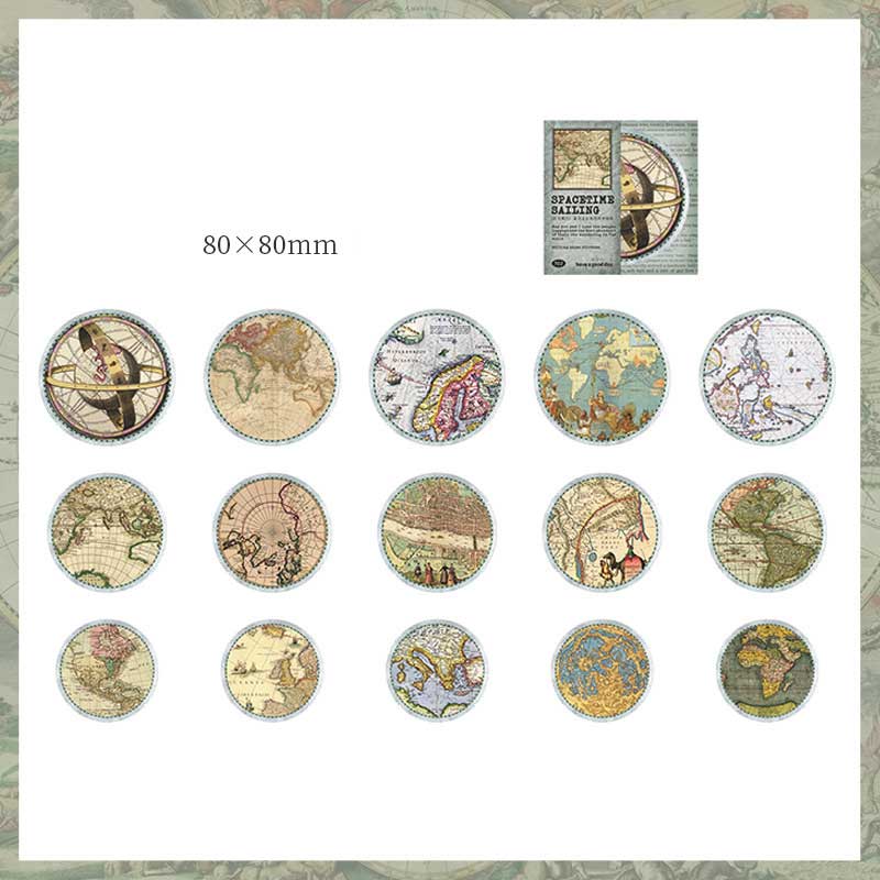 Sihon Map-Style Round Stickers