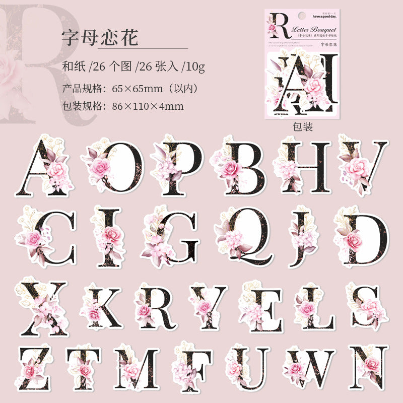 26 Pcs Floral Letter Stickers ZMHS