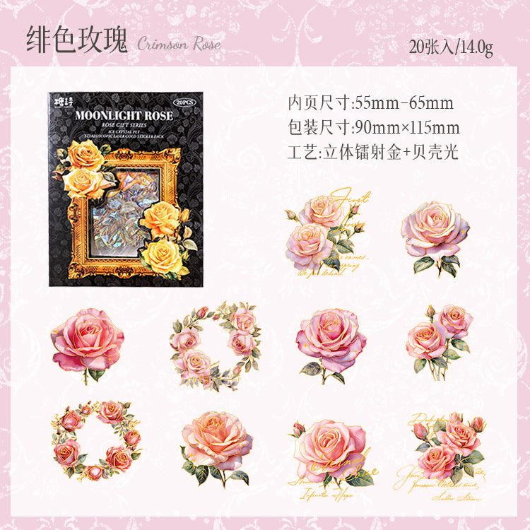 20pcs PET Rose Stickers MGHL