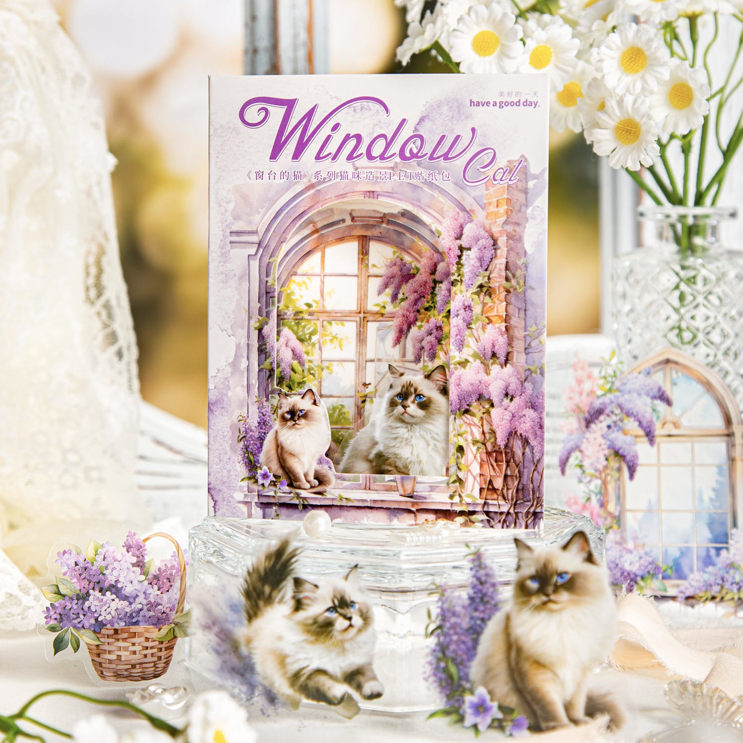 30 Pcs Windows Cat PET Stickers CTDM