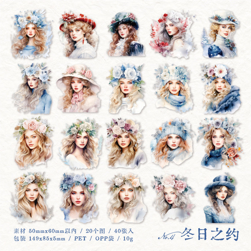 40 Pcs PET Ladies Stickers WFMM
