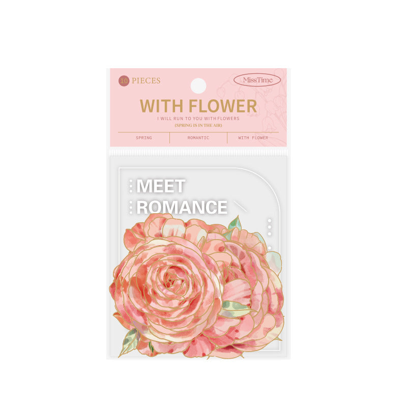10pcs Flowers PET Stickers HYQY