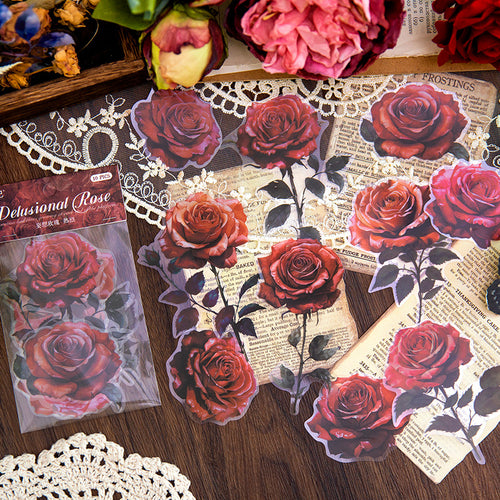10pcs Vintage Rose Stickers WXMG