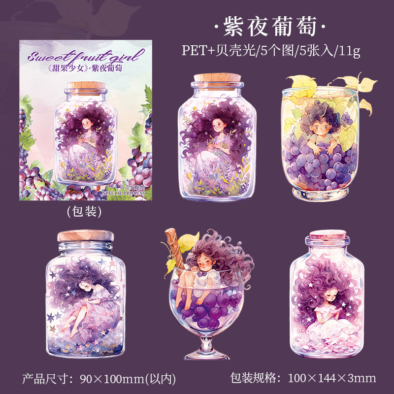 5 Pcs Bottle and Flowers PET Stickers TGSN