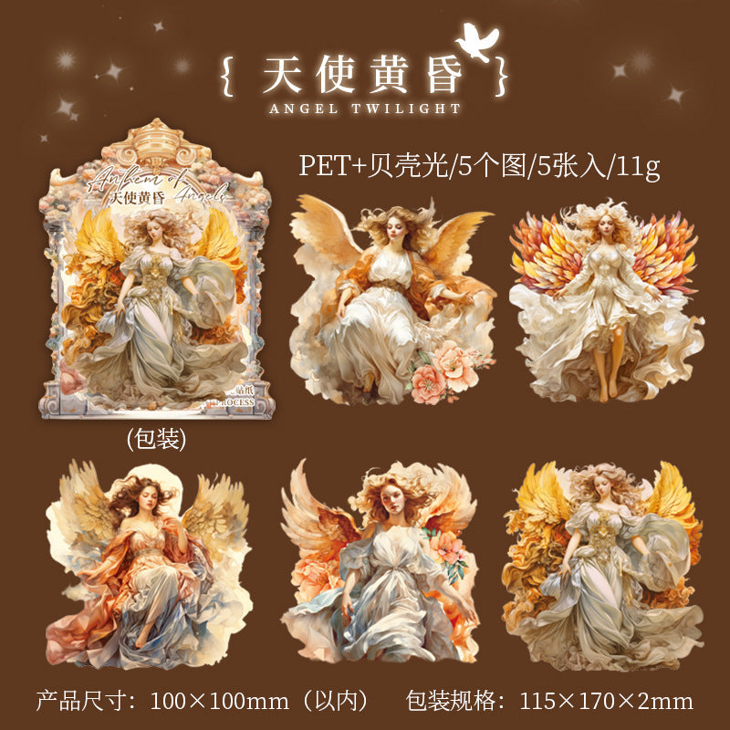 5 Pcs PET Angel Stickers TSSG