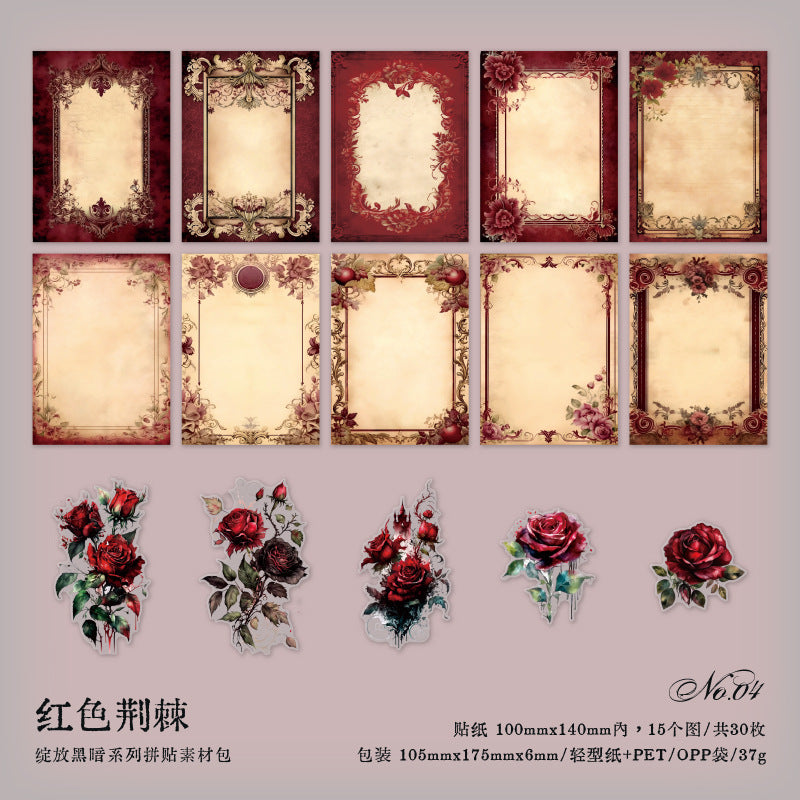 30Pcs Rose Theme Scrapbook Supplies Kit AHMG