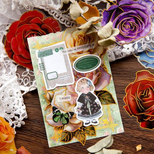 10pcs PET Rose Stickers MGWH