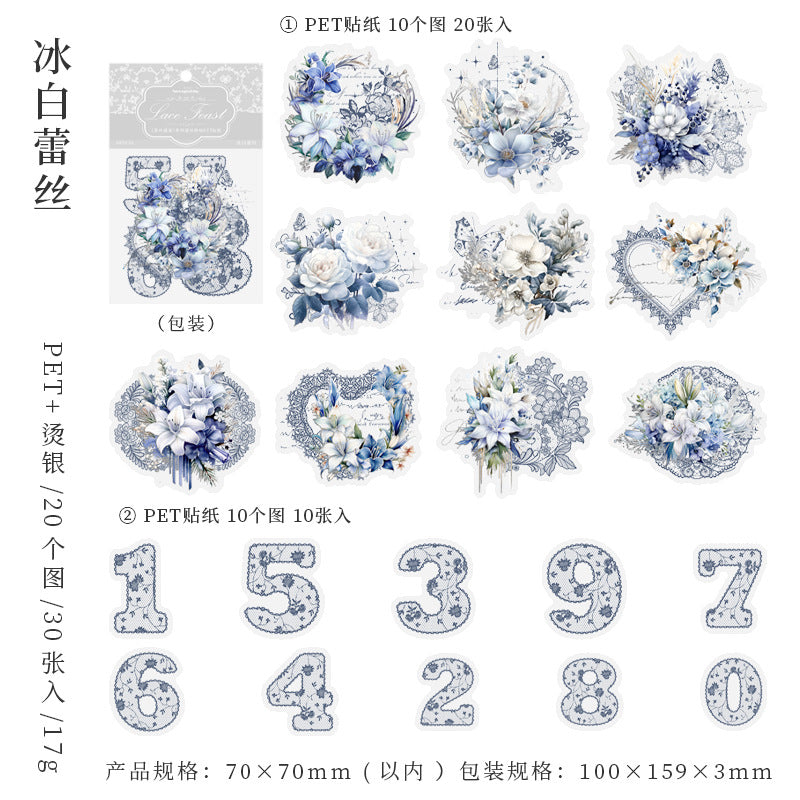 30pcs PET Flower Stickers LSSY