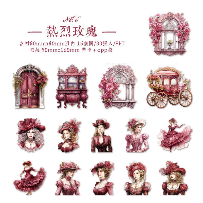 30 Pcs Castle Lady PET Stickers GBGZ