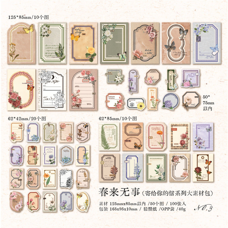 100pcs Vitnage Scrapbook Paper Pack JGNDX