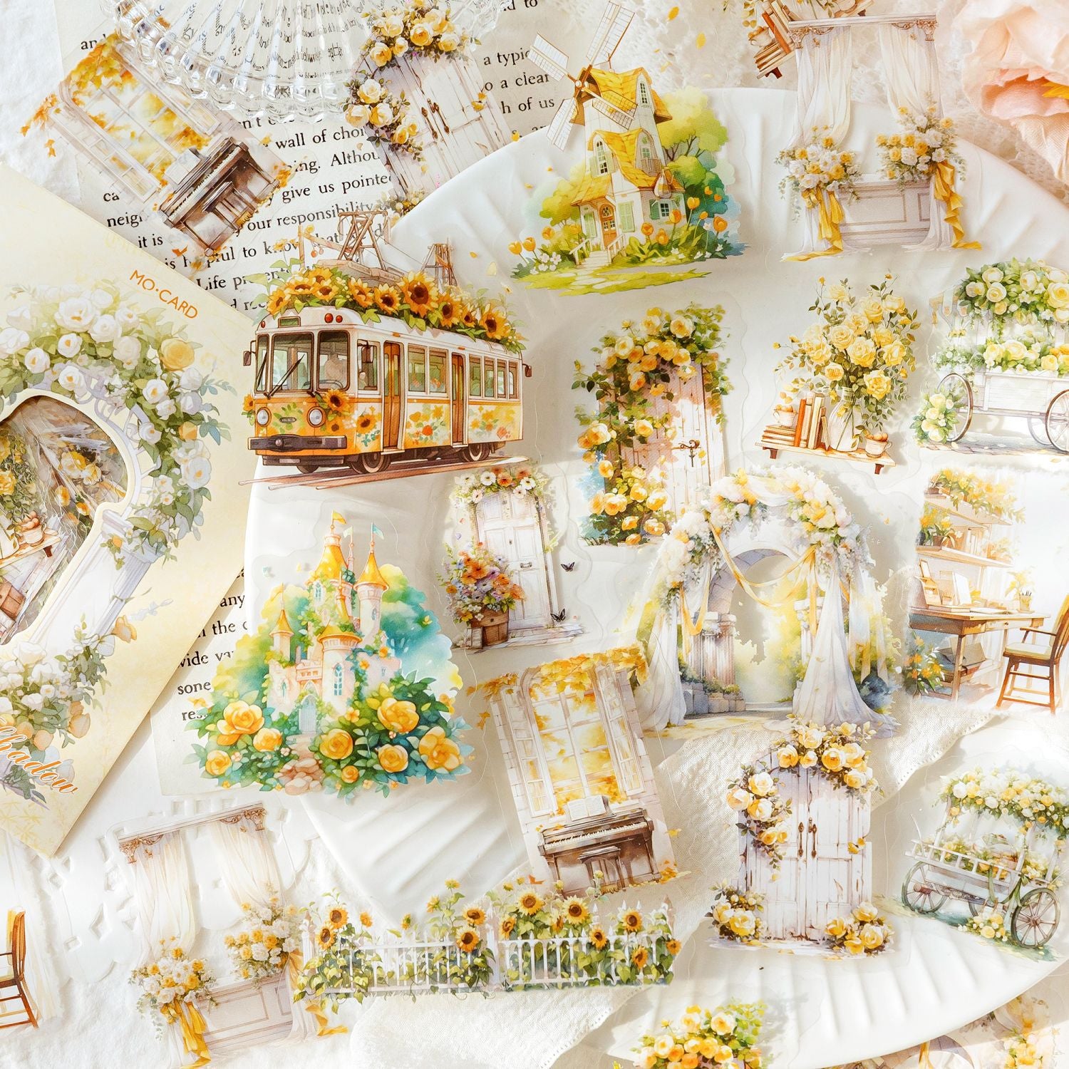 30 Pcs Floral PET Stickers HJTY