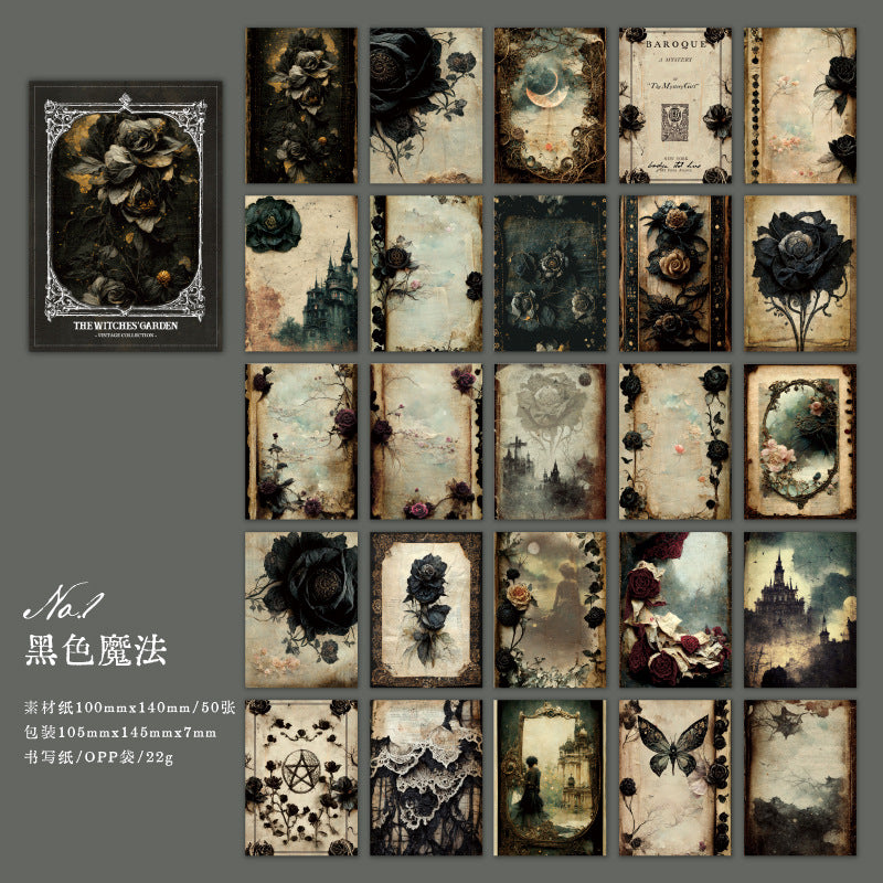 50Pcs Magic Theme Scrapbook Paper NWHY