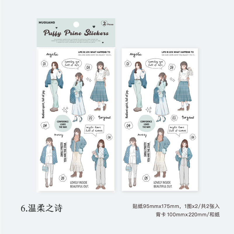 2 Pcs Fashion Girl Stickers CRXQ