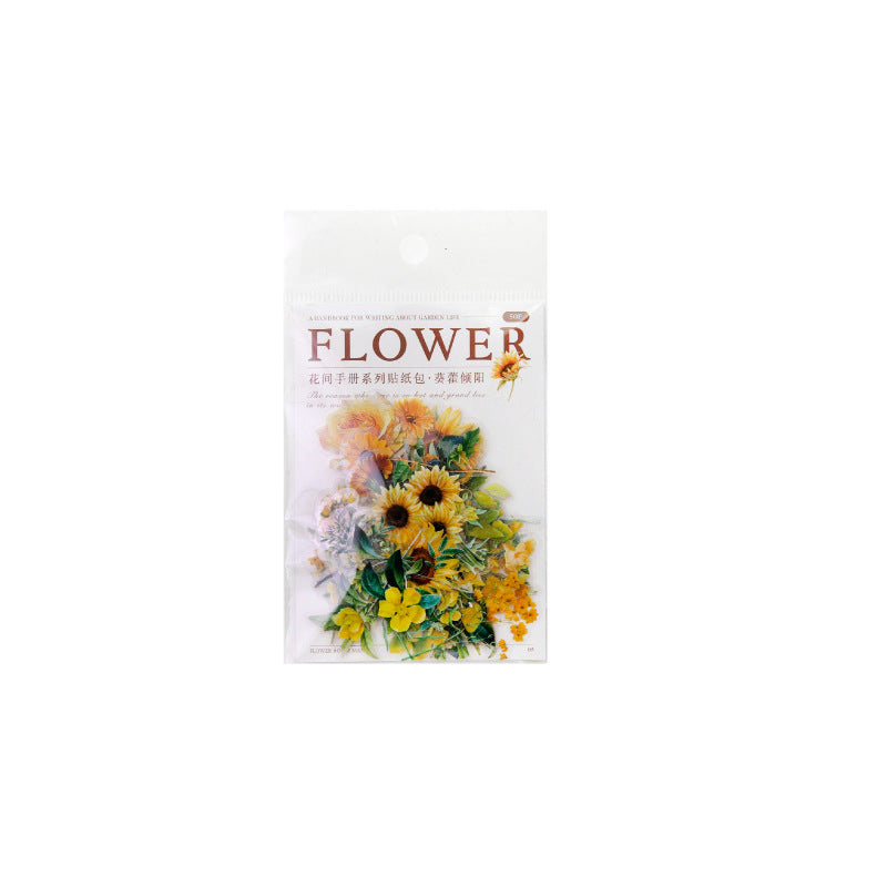 50 Pcs Flowers PET Stickers HJSC