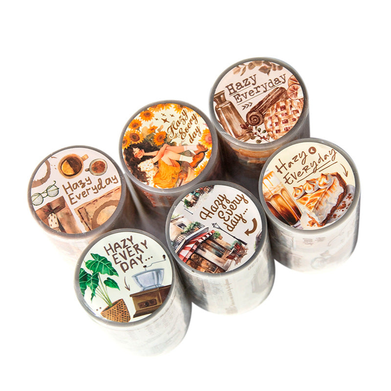 1 Roll Coffee Theme PET Stickers MLRC