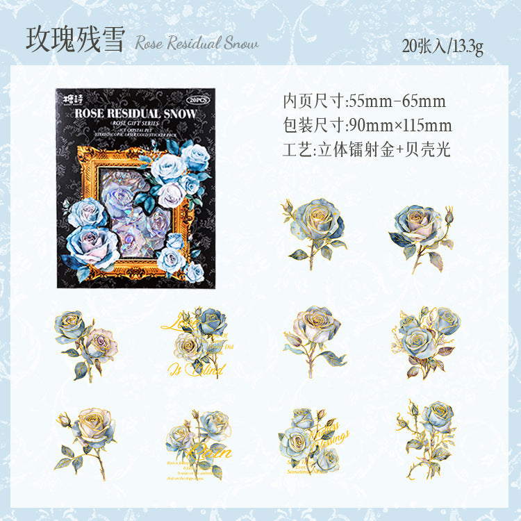 20pcs PET Rose Stickers MGHL