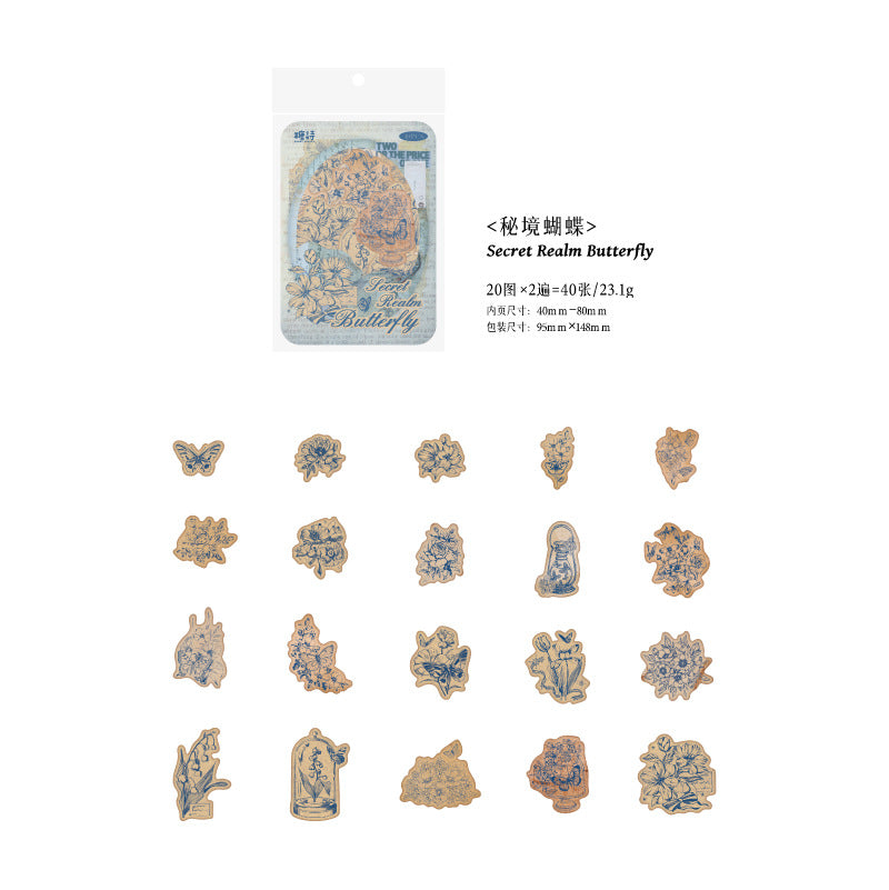 40pcs Vintage Journaling Stickers SGLZ