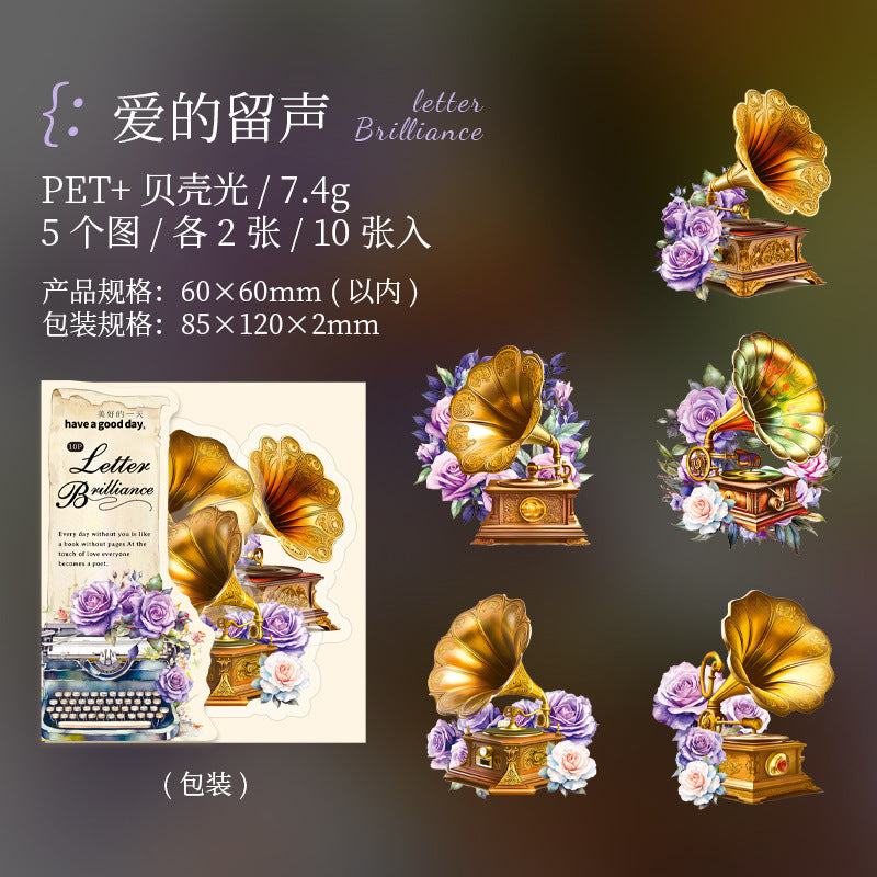 10pcs Vintage PET Stickers SXYC