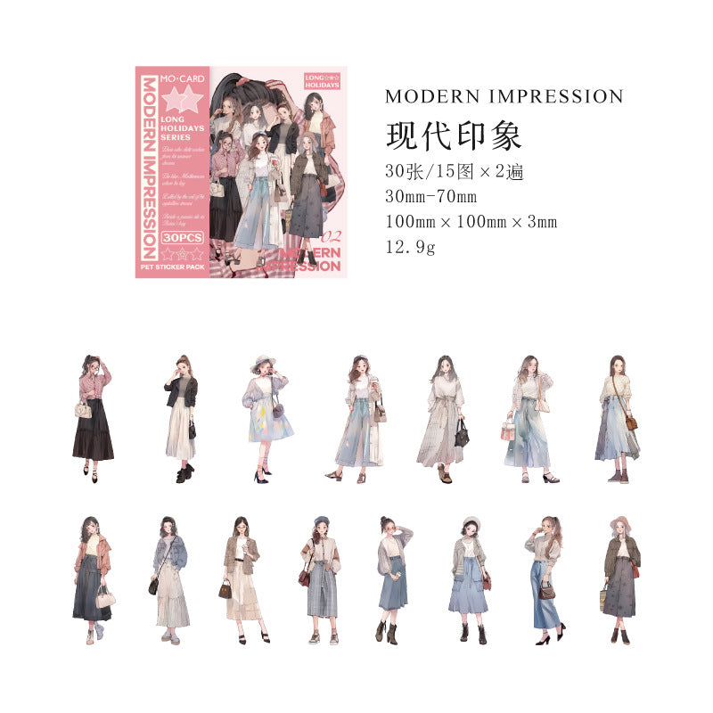 30pcs PET Girl Stickers YCJR
