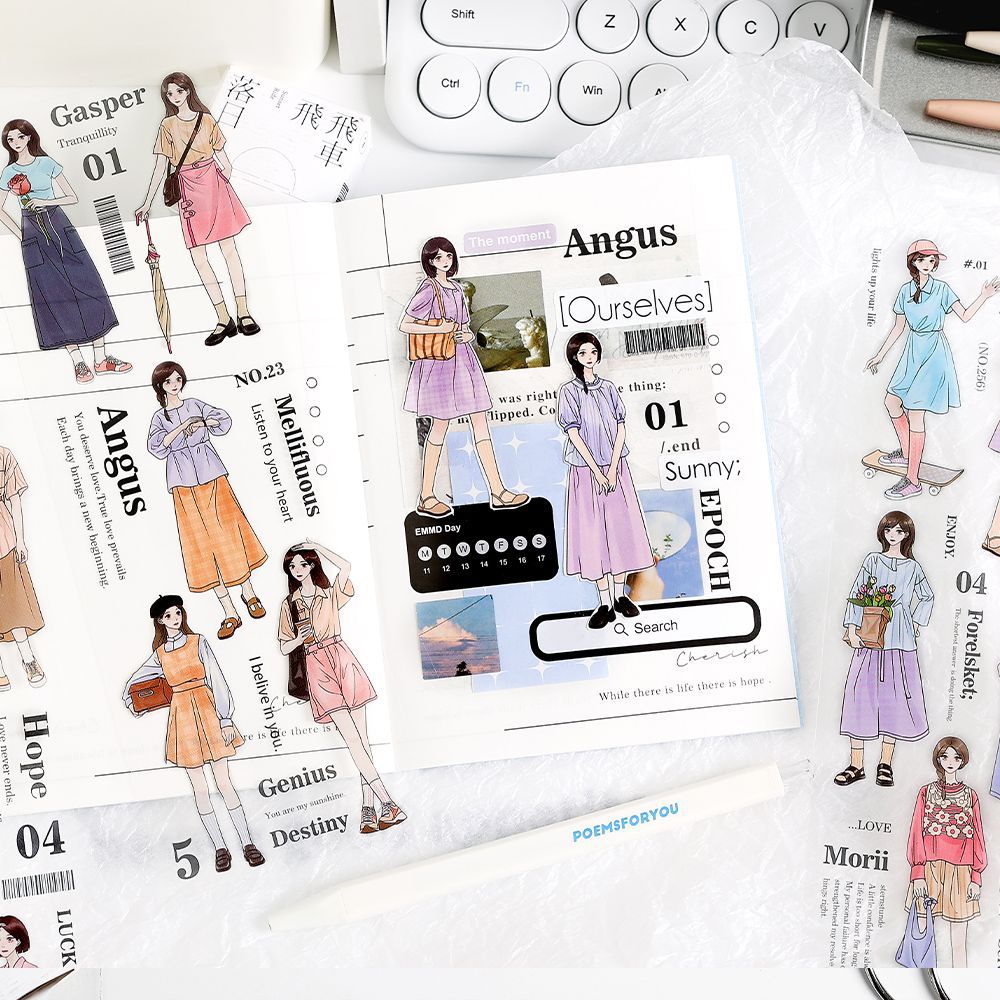 6pcs PET Stickers NSRJMH