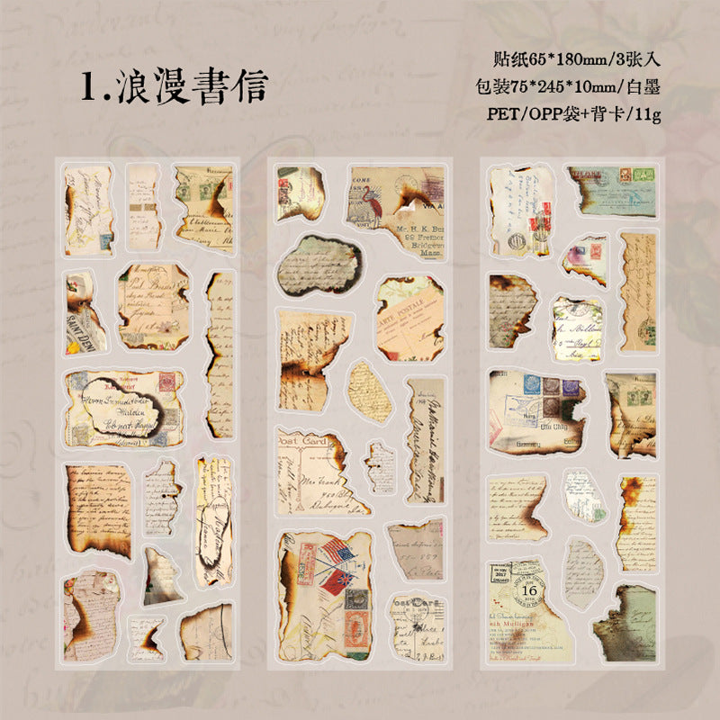 3 pcs Vintage Junk Journal Stickers RSDS