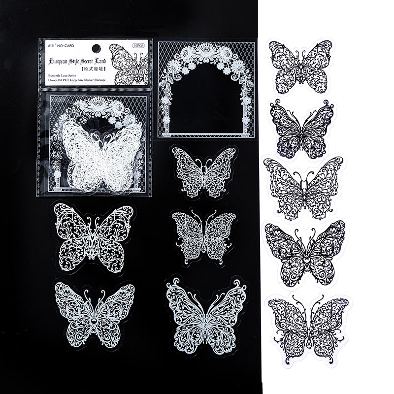 10pcs PET Butterfly Lace Stickers HDLS