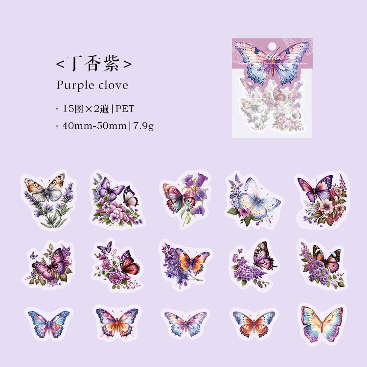 30PCS Butterfly PET Stickers HDPT