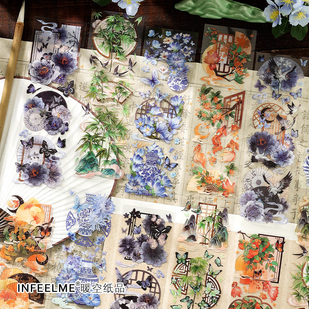 3 Sheets Vintage PET Stickers XTHS