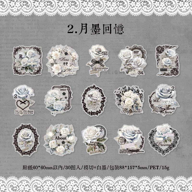 30 Pcs PET Flowers Stickers FHRM