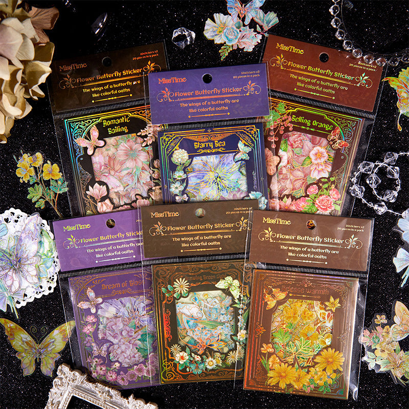 20pcs PET Flower and Butterfly Stickers XCDH