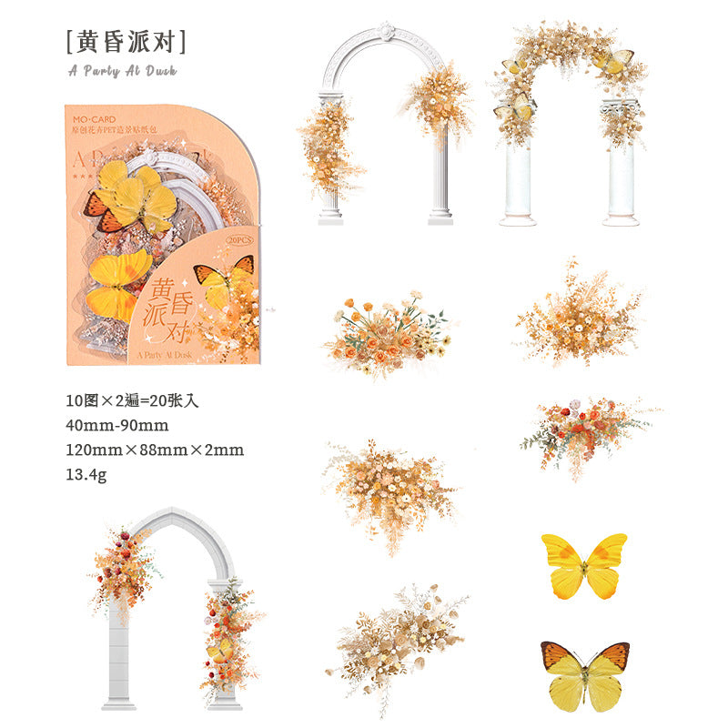 20pcs PET Flower Stickers RMTK