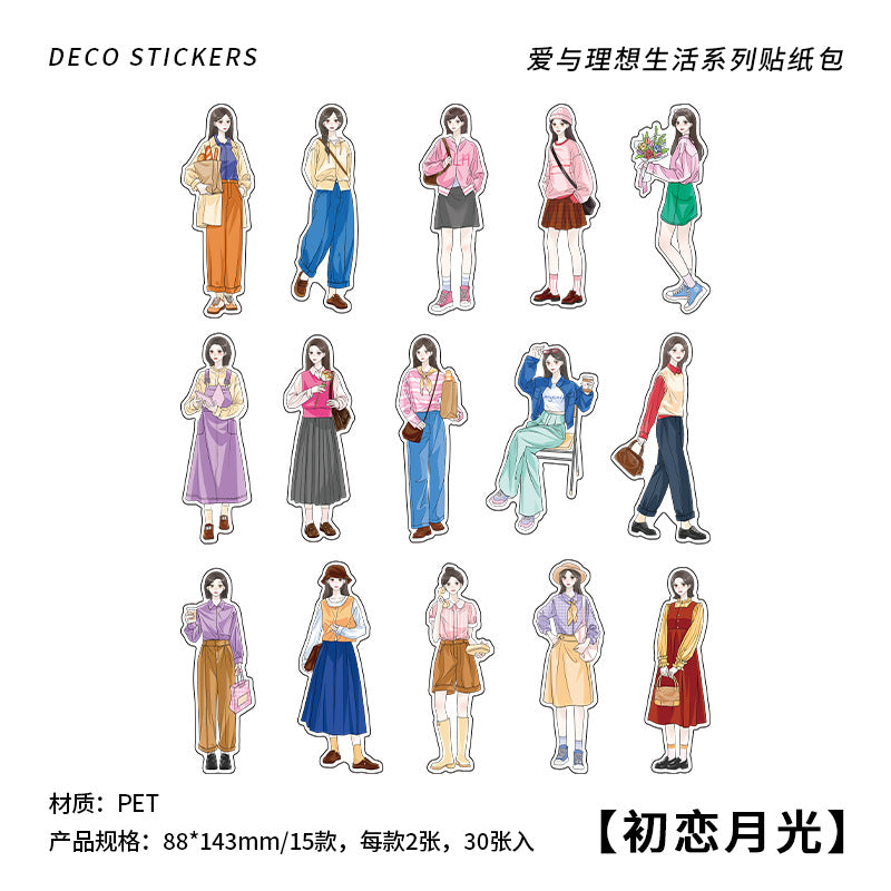 30pcs PET Girl Stickers AYLXSH