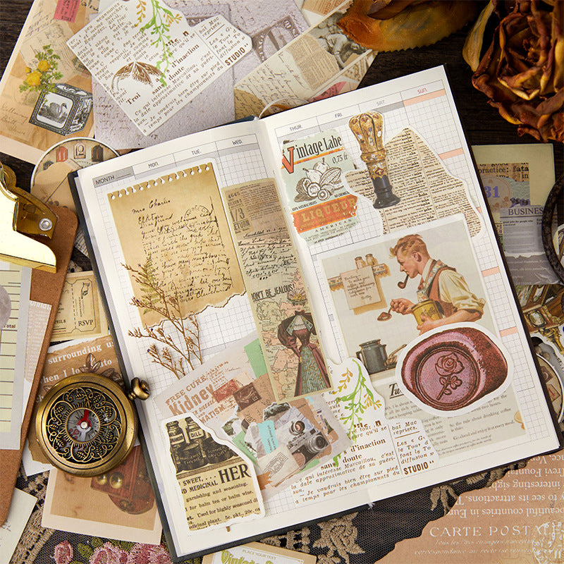 100pcs Vintage Scrapbook Supplies Kit DYMZ